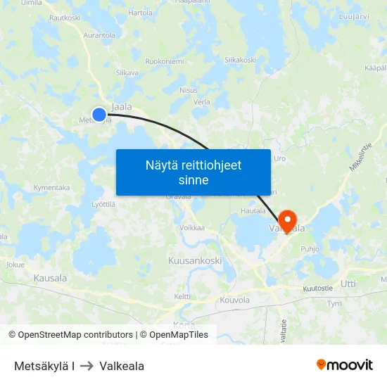 Metsäkylä I to Valkeala map