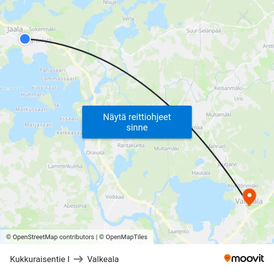 Kukkuraisentie I to Valkeala map