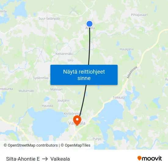 Silta-Ahontie E to Valkeala map