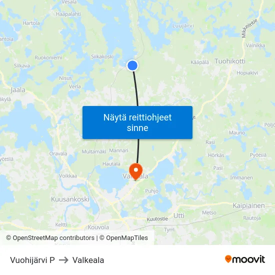 Vuohijärvi P to Valkeala map