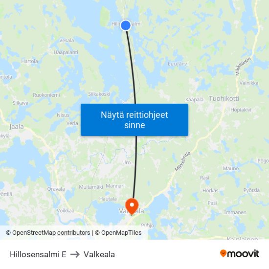 Hillosensalmi E to Valkeala map