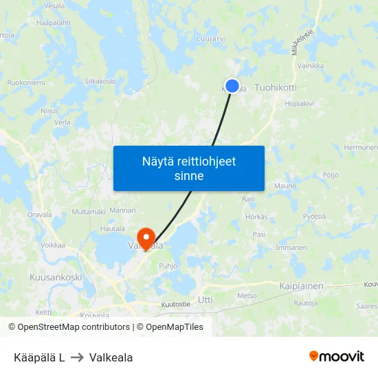 Kääpälä L to Valkeala map