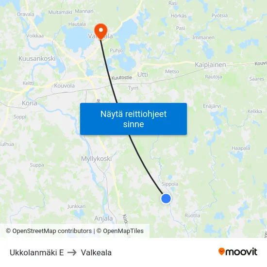 Ukkolanmäki E to Valkeala map