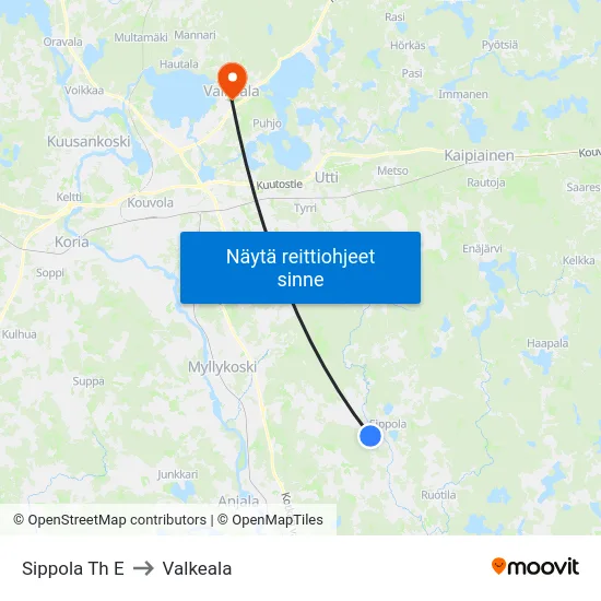 Sippola Th E to Valkeala map