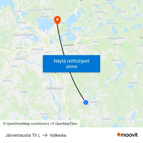 Järventausta Th L to Valkeala map