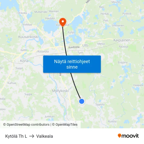 Kytölä Th L to Valkeala map
