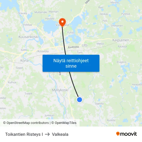 Toikantien Risteys I to Valkeala map