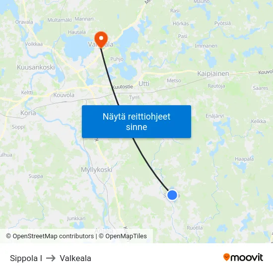 Sippola I to Valkeala map