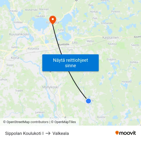 Sippolan Koulukoti I to Valkeala map