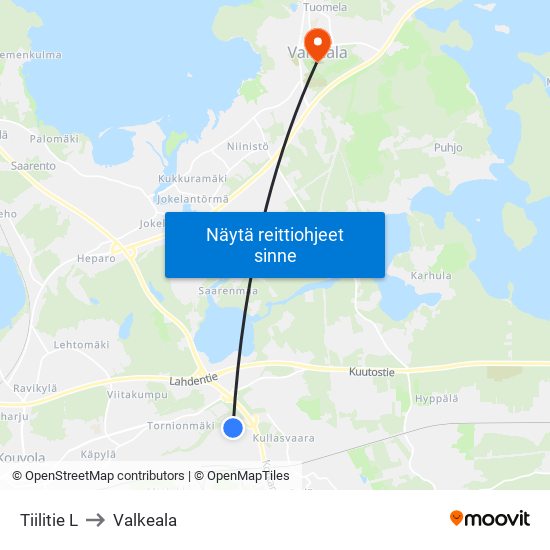 Tiilitie L to Valkeala map