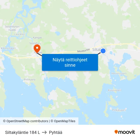 Siltakyläntie 184 L to Pyhtää map