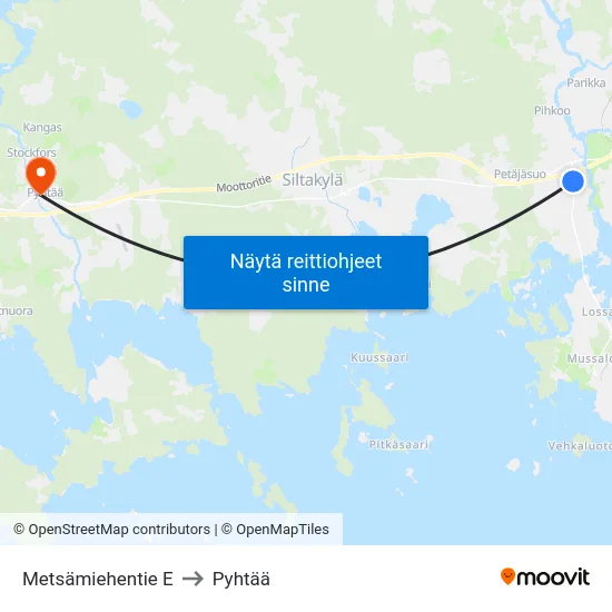 Metsämiehentie  E to Pyhtää map