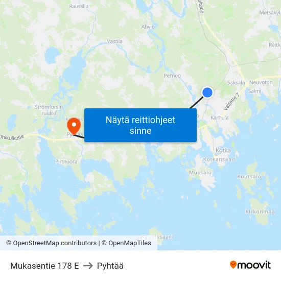 Mukasentie 178 E to Pyhtää map