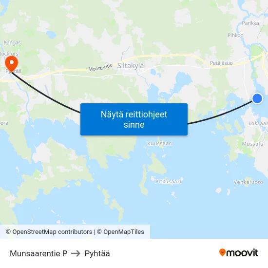 Munsaarentie P to Pyhtää map