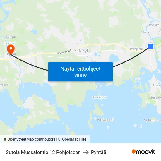 Sutela Mussalontie 12 Pohjoiseen to Pyhtää map