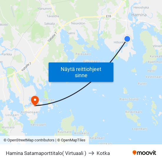 Hamina Satamaporttitalo( Virtuaali ) to Kotka map