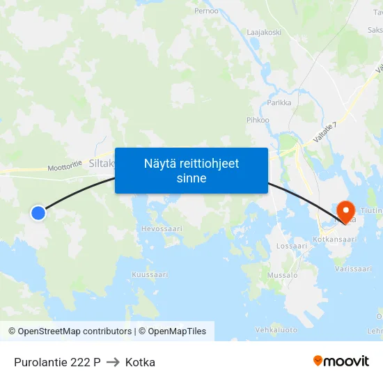 Purolantie 222  P to Kotka map