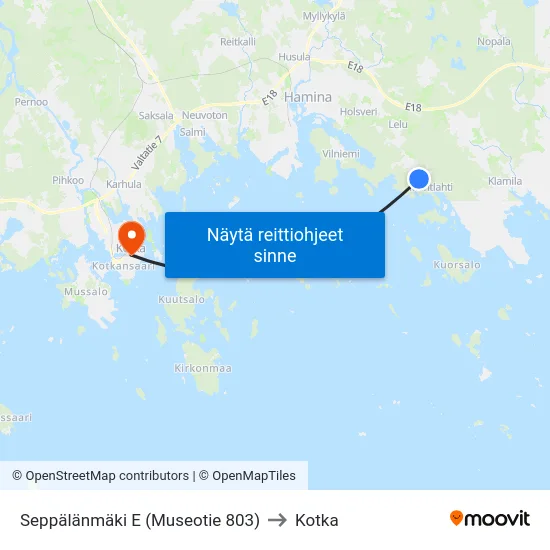 Seppälänmäki E      (Museotie 803) to Kotka map