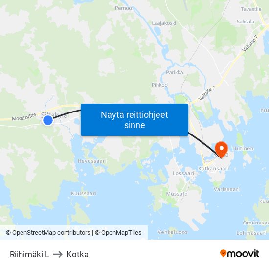 Riihimäki L to Kotka map