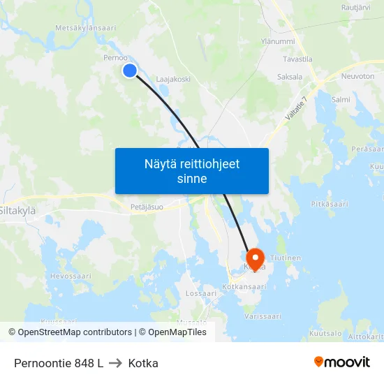 Pernoontie 848 L to Kotka map