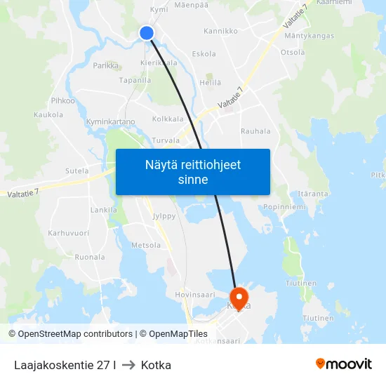 Laajakoskentie 27 I to Kotka map