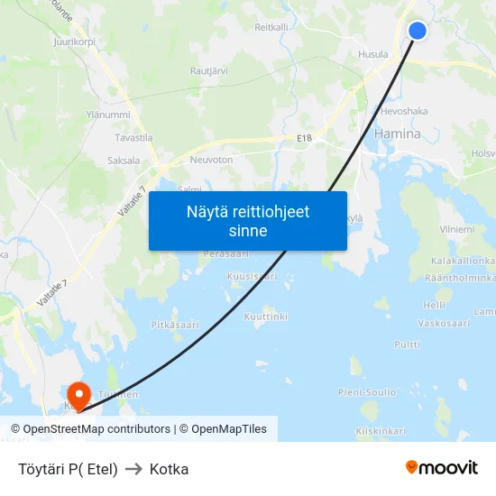 Töytäri P( Etel) to Kotka map