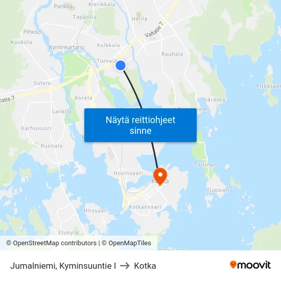 Jumalniemi, Kyminsuuntie I to Kotka map