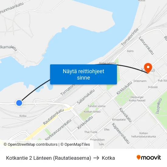 Kotkantie 2 Länteen (Rautatieasema) to Kotka map