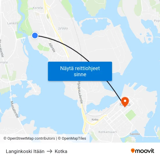 Langinkoski Itään to Kotka map
