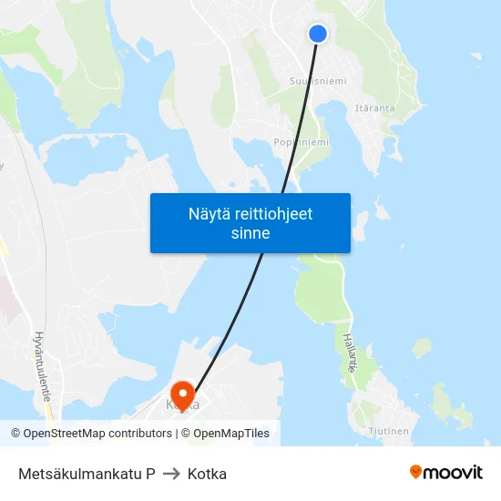 Metsäkulmankatu P to Kotka map