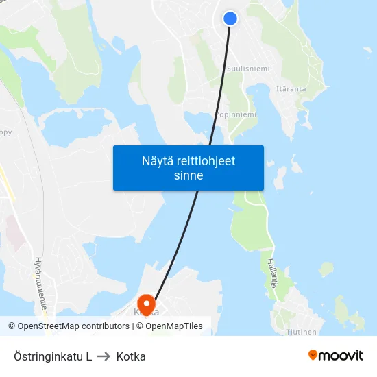 Östringinkatu L to Kotka map