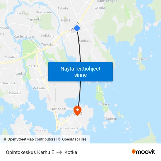 Opintokeskus Karhu E to Kotka map