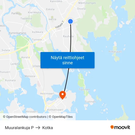 Muuralankuja P to Kotka map