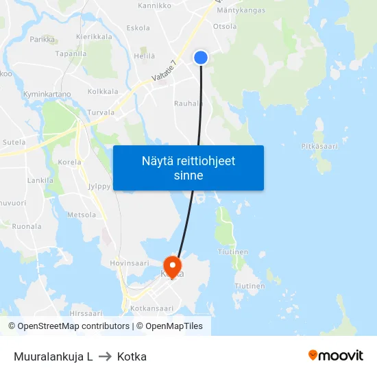 Muuralankuja L to Kotka map