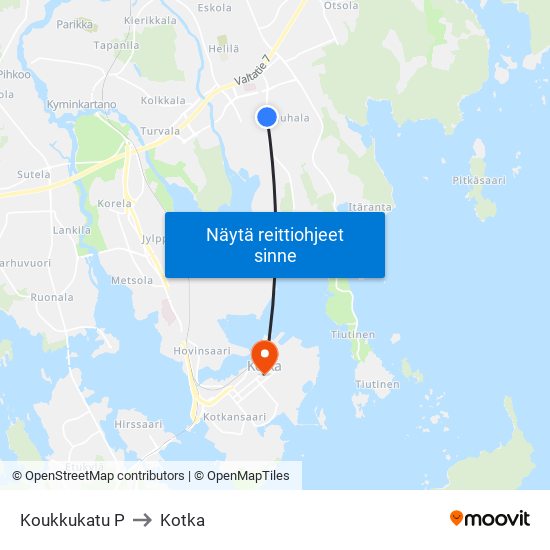 Koukkukatu P to Kotka map