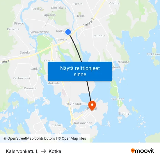 Kalervonkatu L to Kotka map