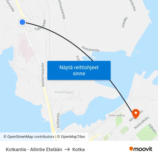 Kotkantie - Allintie Etelään to Kotka map