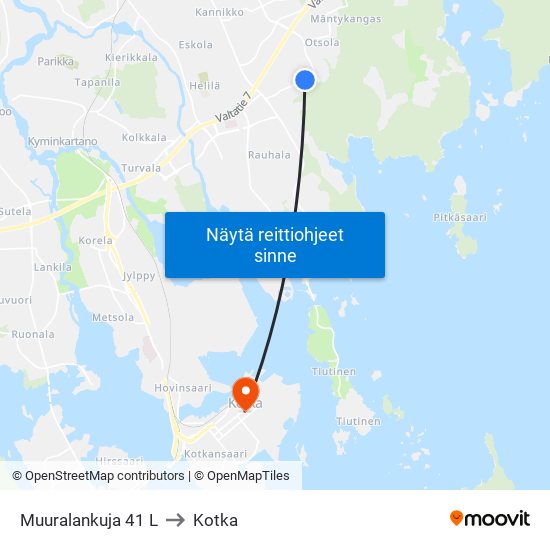 Muuralankuja 41 L to Kotka map