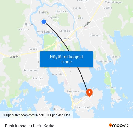 Puolukkapolku L to Kotka map