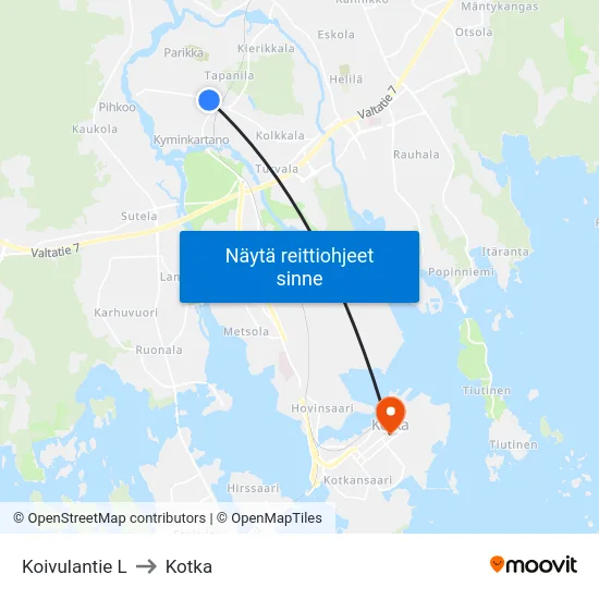 Koivulantie L to Kotka map