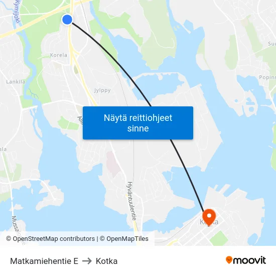 Matkamiehentie E to Kotka map