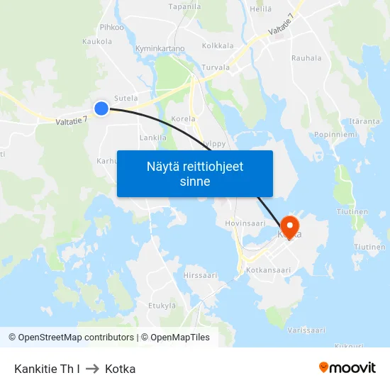 Kankitie Th I to Kotka map