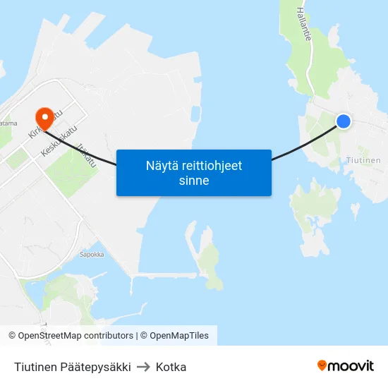 Tiutinen Päätepysäkki to Kotka map