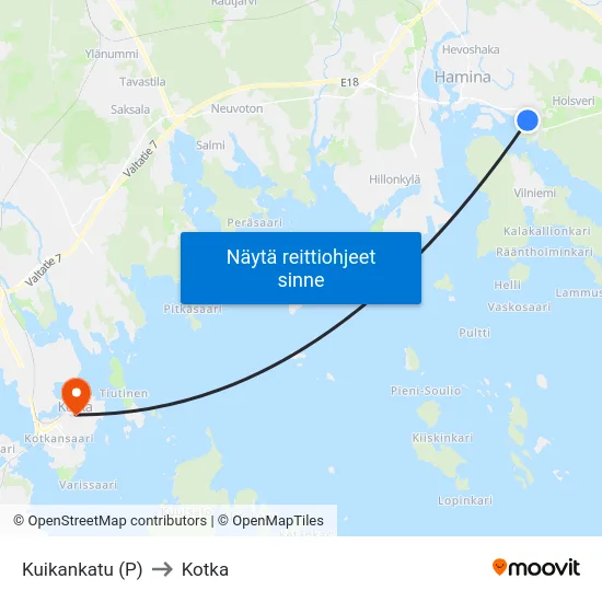 Kuikankatu (P) to Kotka map