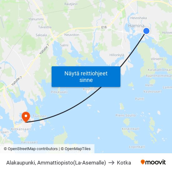 Alakaupunki, Ammattiopisto(La-Asemalle) to Kotka map