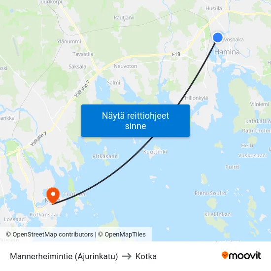 Mannerheimintie  (Ajurinkatu) to Kotka map