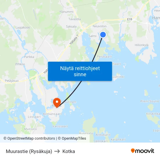 Muurastie  (Rysäkuja) to Kotka map