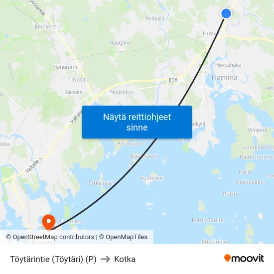 Töytärintie  (Töytäri) (P) to Kotka map