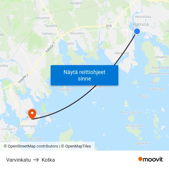 Varvinkatu to Kotka map