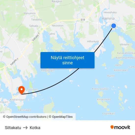 Siltakatu to Kotka map